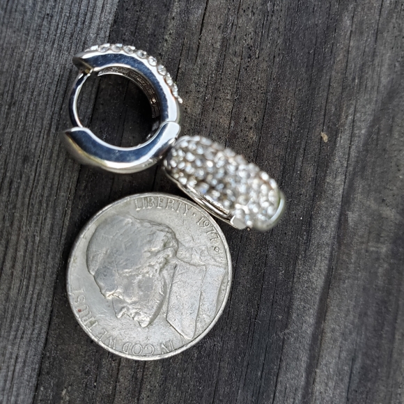 Huggie Earrings with pave Swarovski crystals - Picture 7 of 8